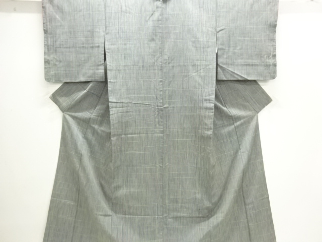 JAPANESE KIMONO / ANTIQUE TSUMUGI KIMONO WOVEN / PLAID PATTERN